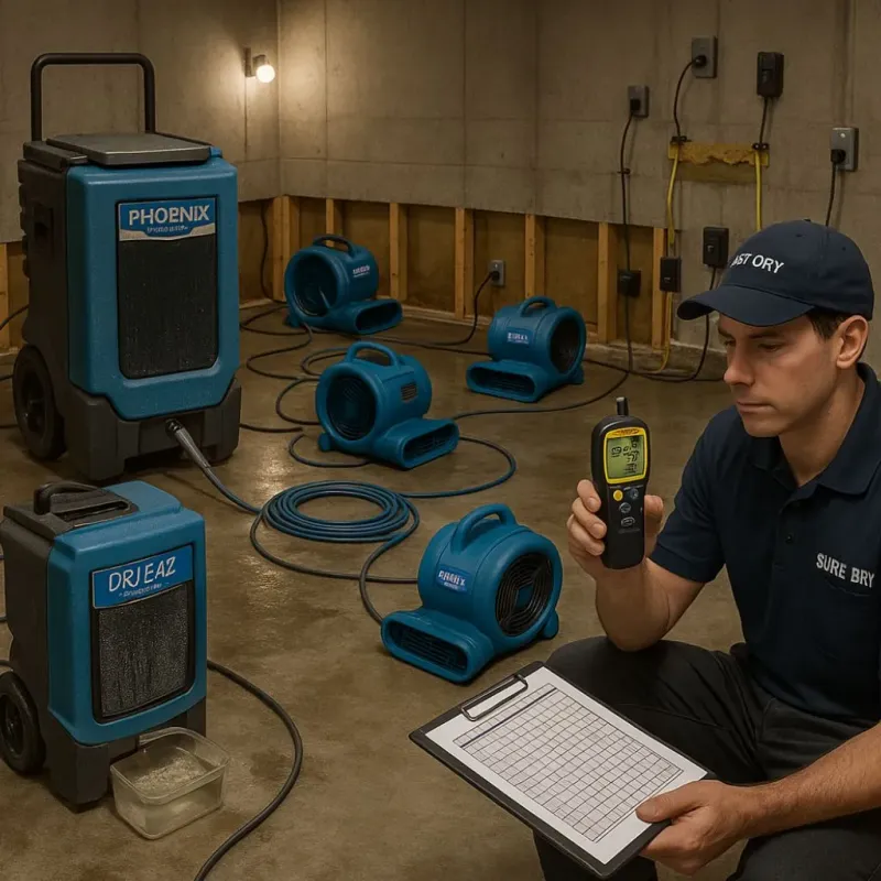 Structural Drying and Dehumidification process in Woodburn, VA